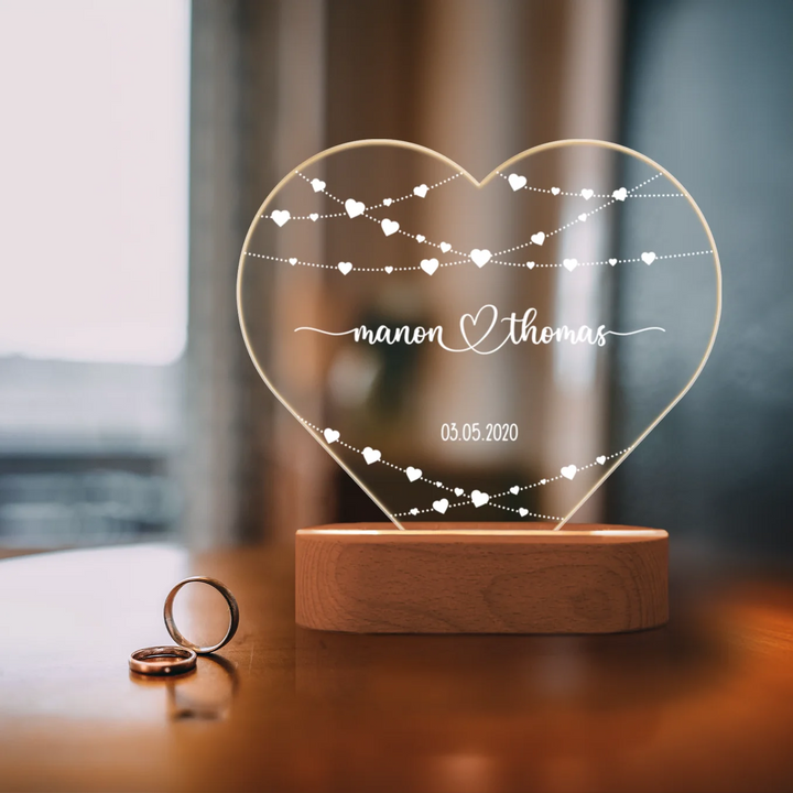 Personalisiertes Herz Acryl-Licht "Hearts" | Nachtlicht, Dekolicht, Glowlight