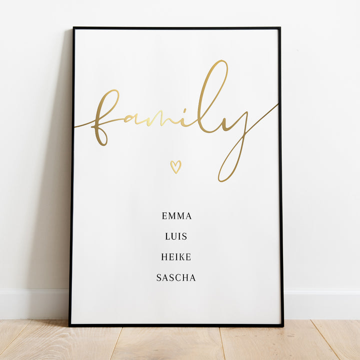 Poster "Family" mit Goldschrift