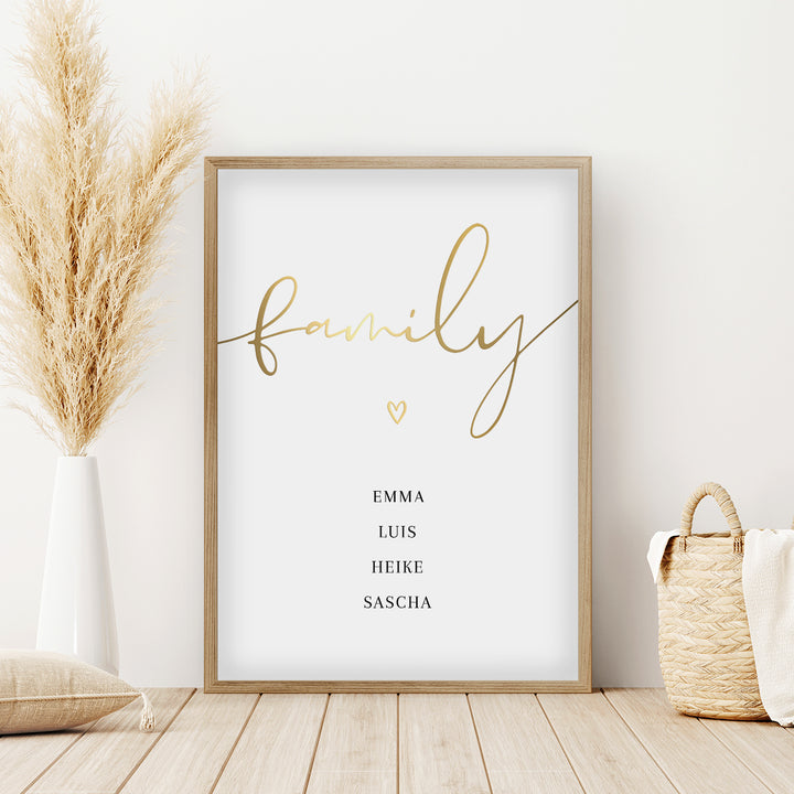 Poster "Family" mit Goldschrift