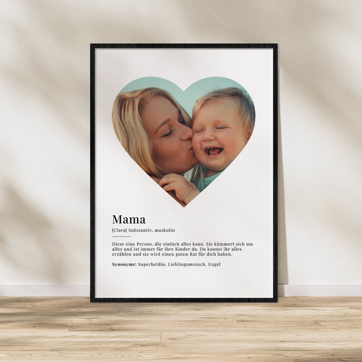 Fotoposter "Mama Definition" in Herzform famwalls