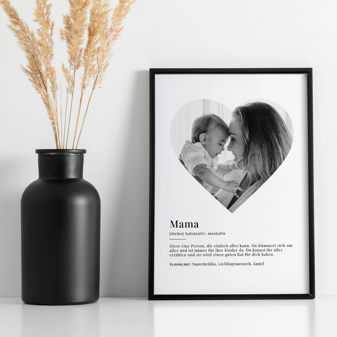 Fotoposter "Mama Definition" in Herzform famwalls