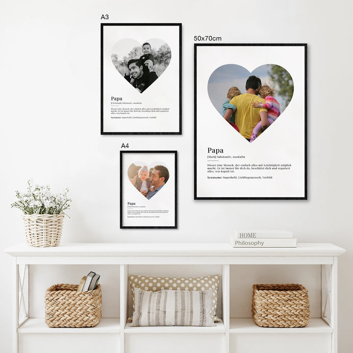 Fotoposter "Papa Definition" in Herzform famwalls