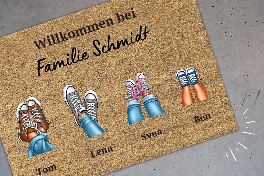 Eure Sneaker Fußmatte mit Personalisierung kaufen famwalls