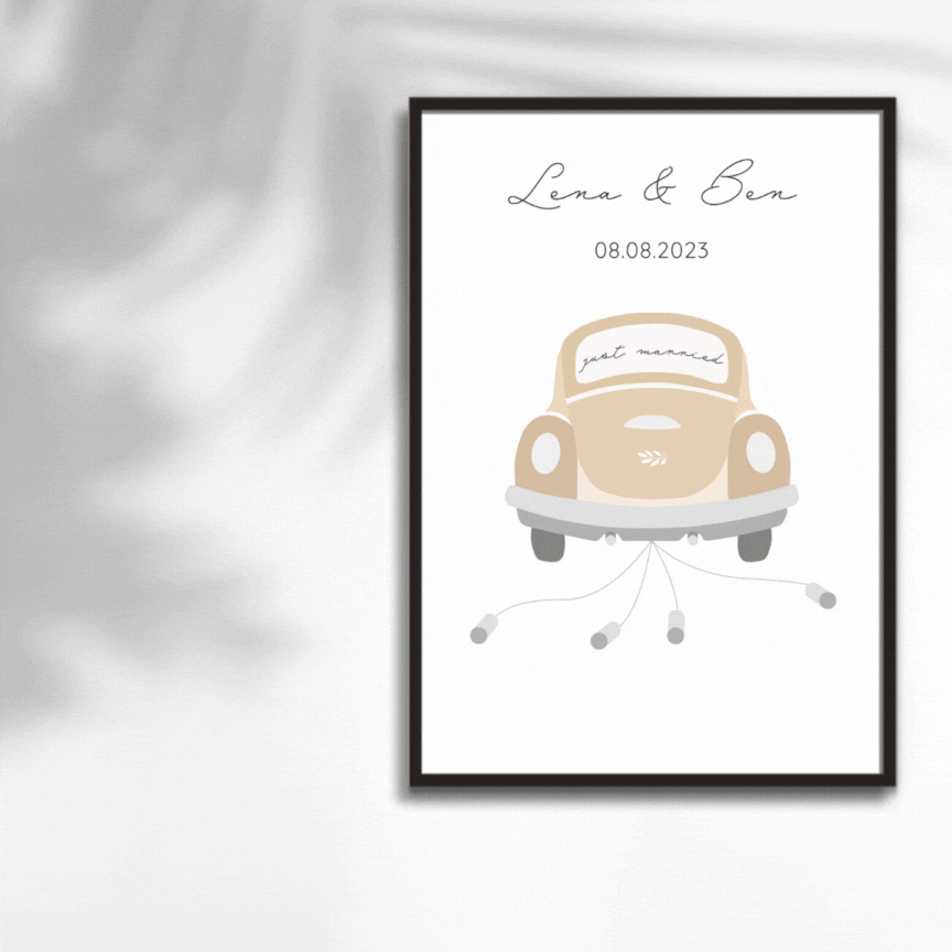 Wedding poster "Wedding Car" with money option
