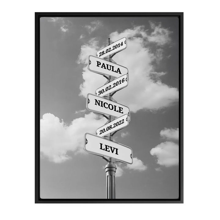 Leinwand ''Vintage Straßenschild mit Geburtsdatum''