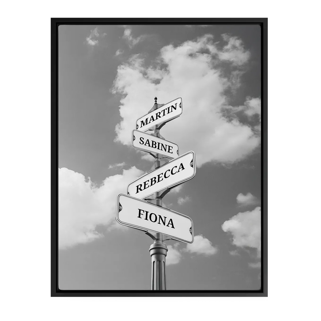 Leinwand ''Vintage Straßenschild für Familien''