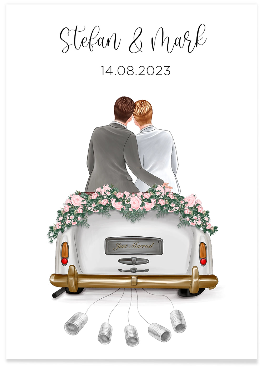 "Just Married" - Personalisiertes Poster als Geldgeschenk | LGBTQ Couples famwalls