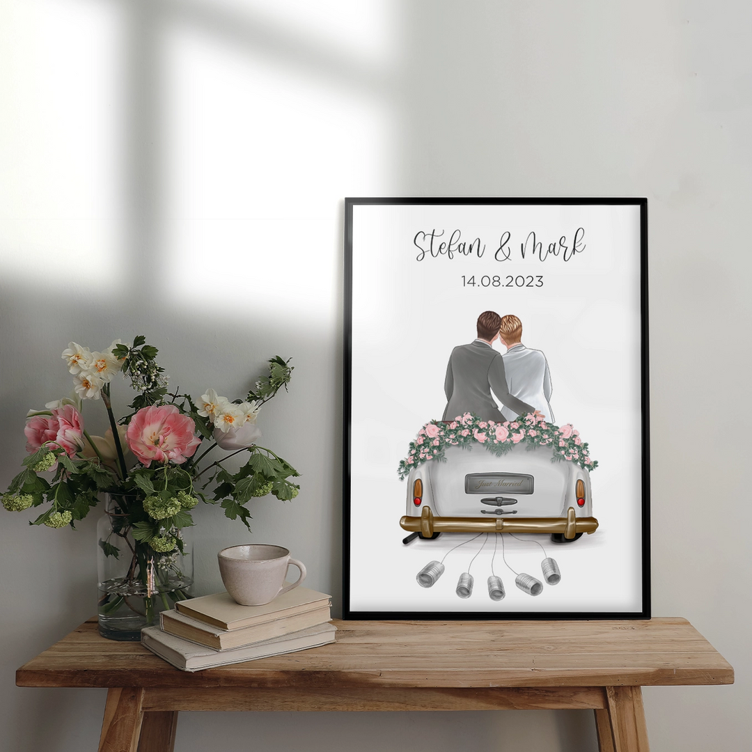 "Just Married" - Personalisiertes Poster als Geldgeschenk | LGBTQ Couples famwalls