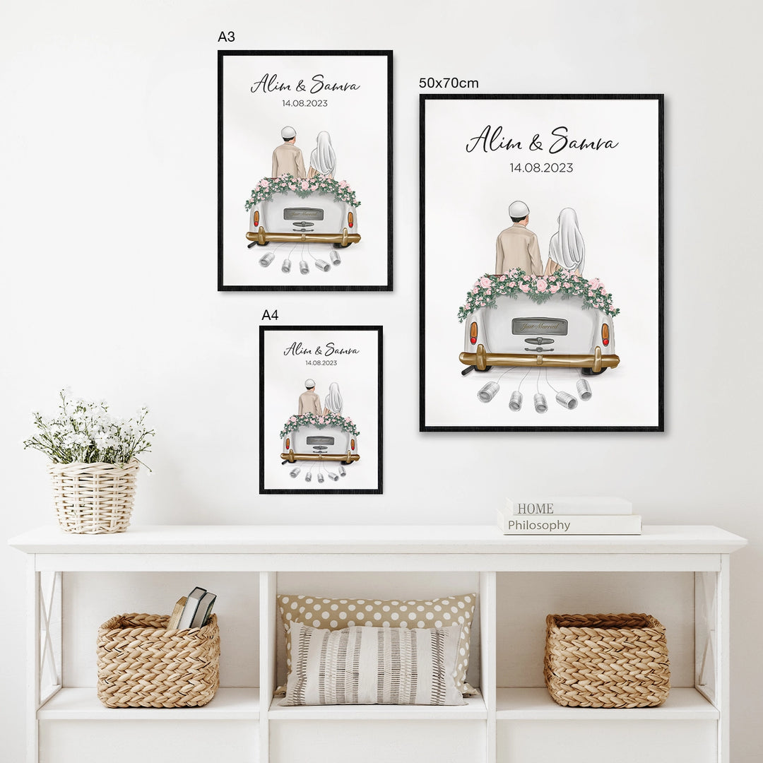 "Just Married" - Personalisiertes Poster als Geldgeschenk | Muslim Couple famwalls