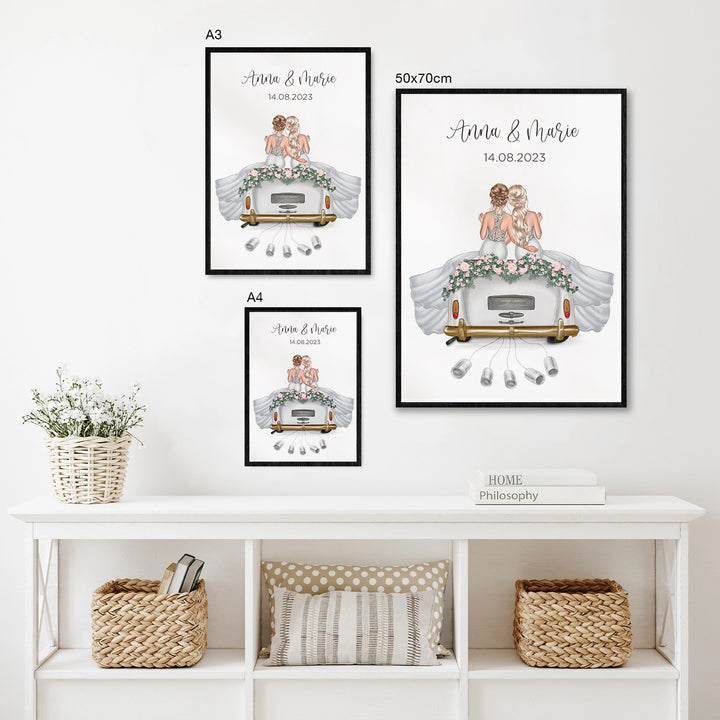 "Just Married" - Personalisiertes Poster als Geldgeschenk | LGBTQ Couples famwalls