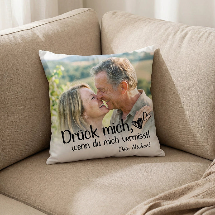 Personalisiertes Kissen "Drück mich"
