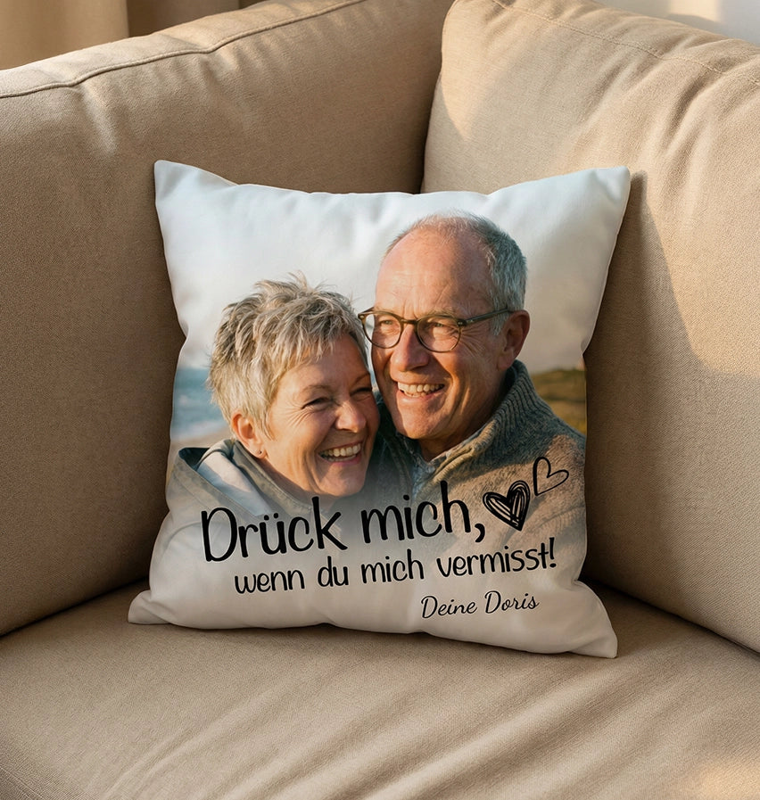 Personalisiertes Kissen "Drück mich"