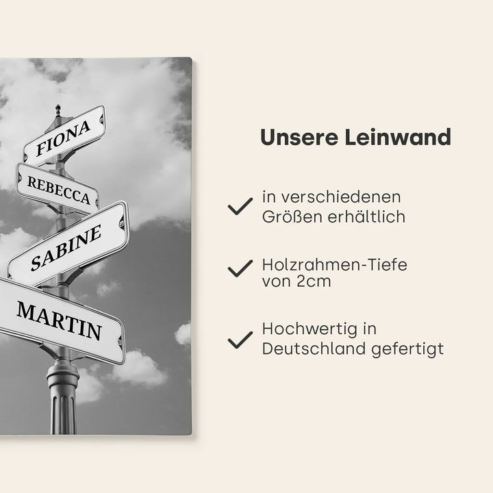 Leinwand "Vintage Straßenschild für Familien" - famwalls