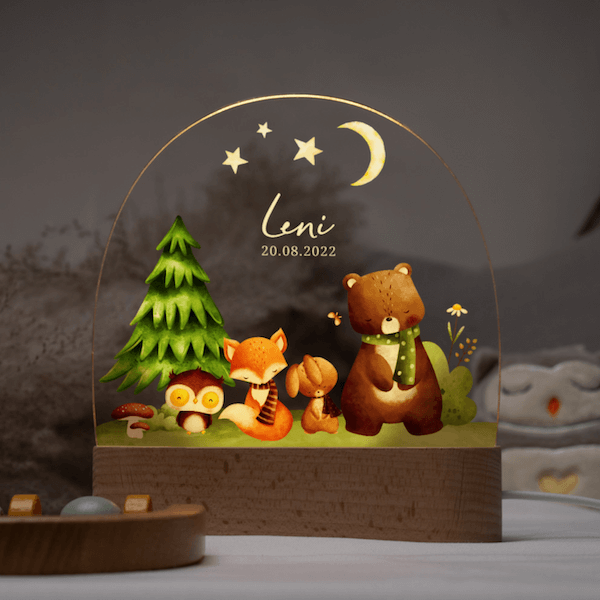 Personalized night light for children "Forest animals"