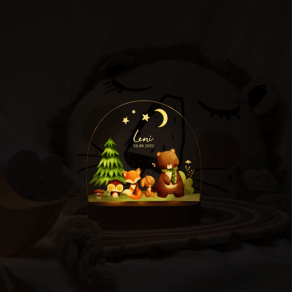 Personalisiertes Nachtlicht für Kinder "Waldtiere"