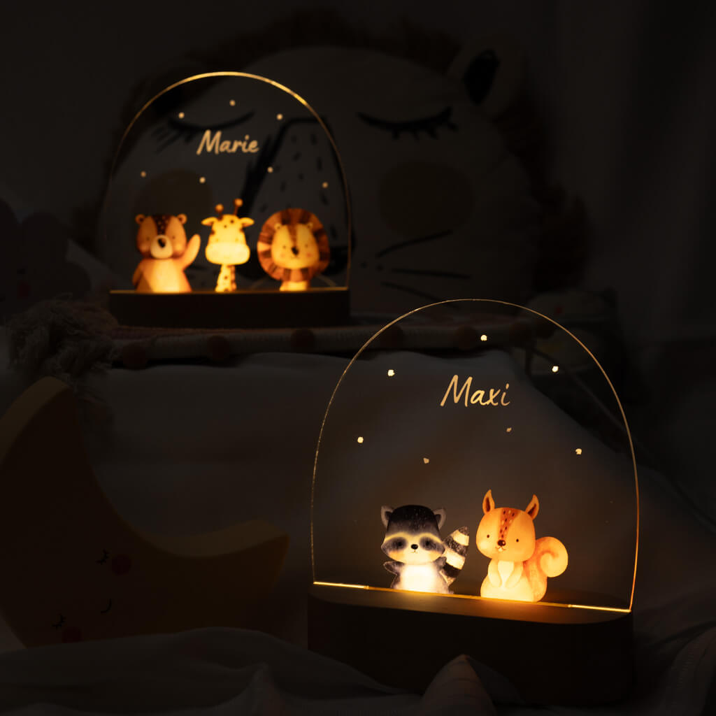 Personalized night light for children "Watercolor Animals"