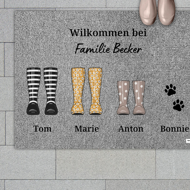 Personalisierte Fußmatte "Gummistiefel" famwalls