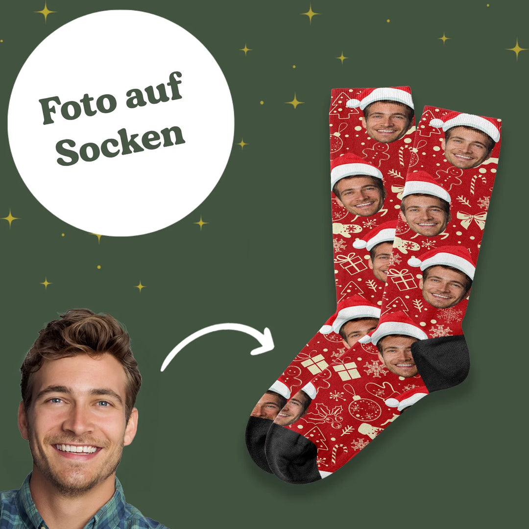 Personalisierte Socken "Weihnachtsmotiv" mit Foto famwalls