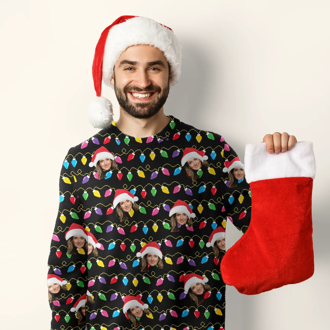 Personalisierter Ugly Christmas Sweater "Lichterkette" famwalls