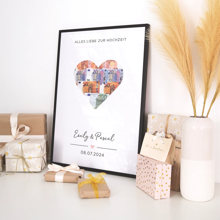 Personalisiertes Geldgeschenk zur Hochzeit "Heart" famwalls