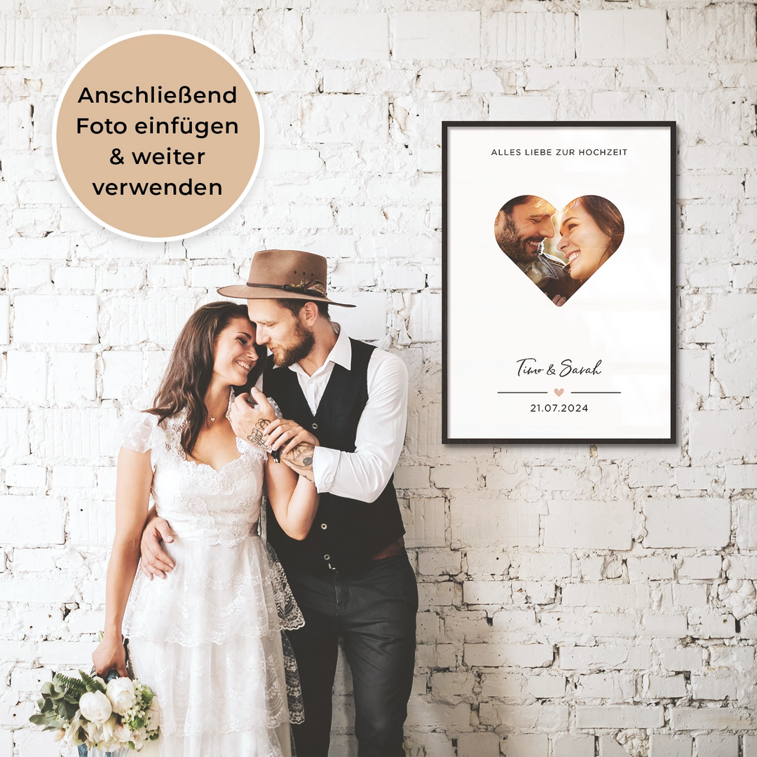 Personalisiertes Geldgeschenk zur Hochzeit "Heart" famwalls