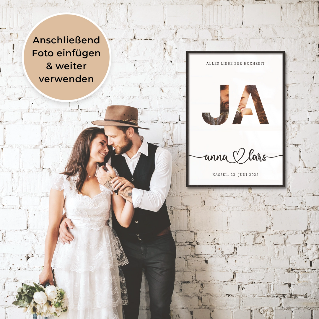 Personalisiertes Geldgeschenk zur Hochzeit "Ja" famwalls