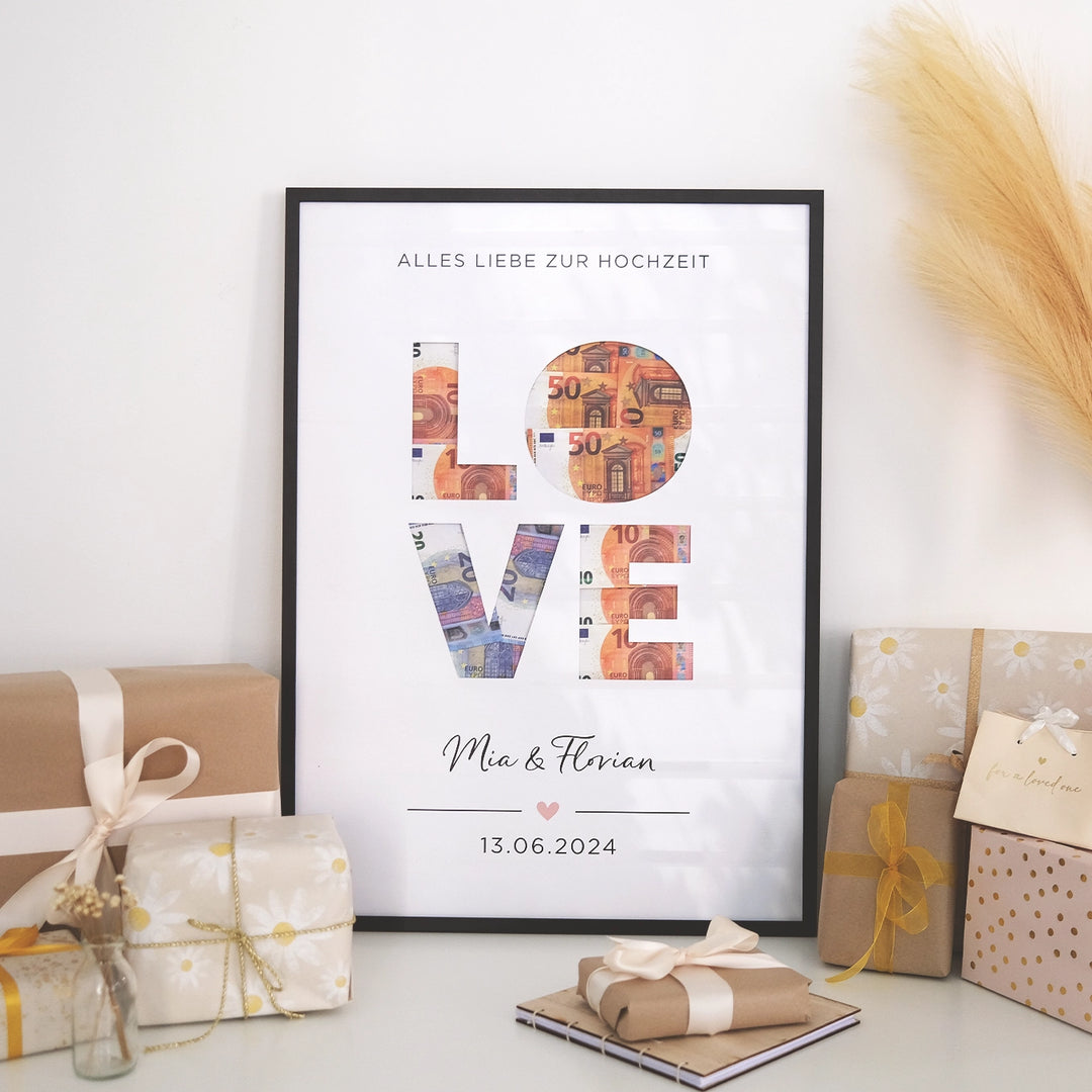 Personalisiertes Geldgeschenk zur Hochzeit "Love" famwalls