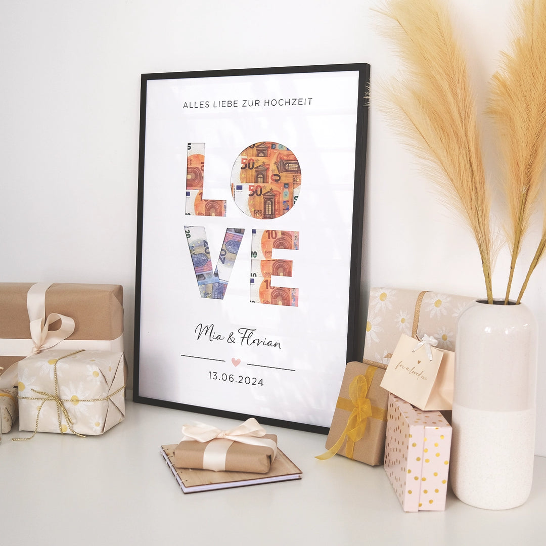 Personalisiertes Geldgeschenk zur Hochzeit "Love" famwalls