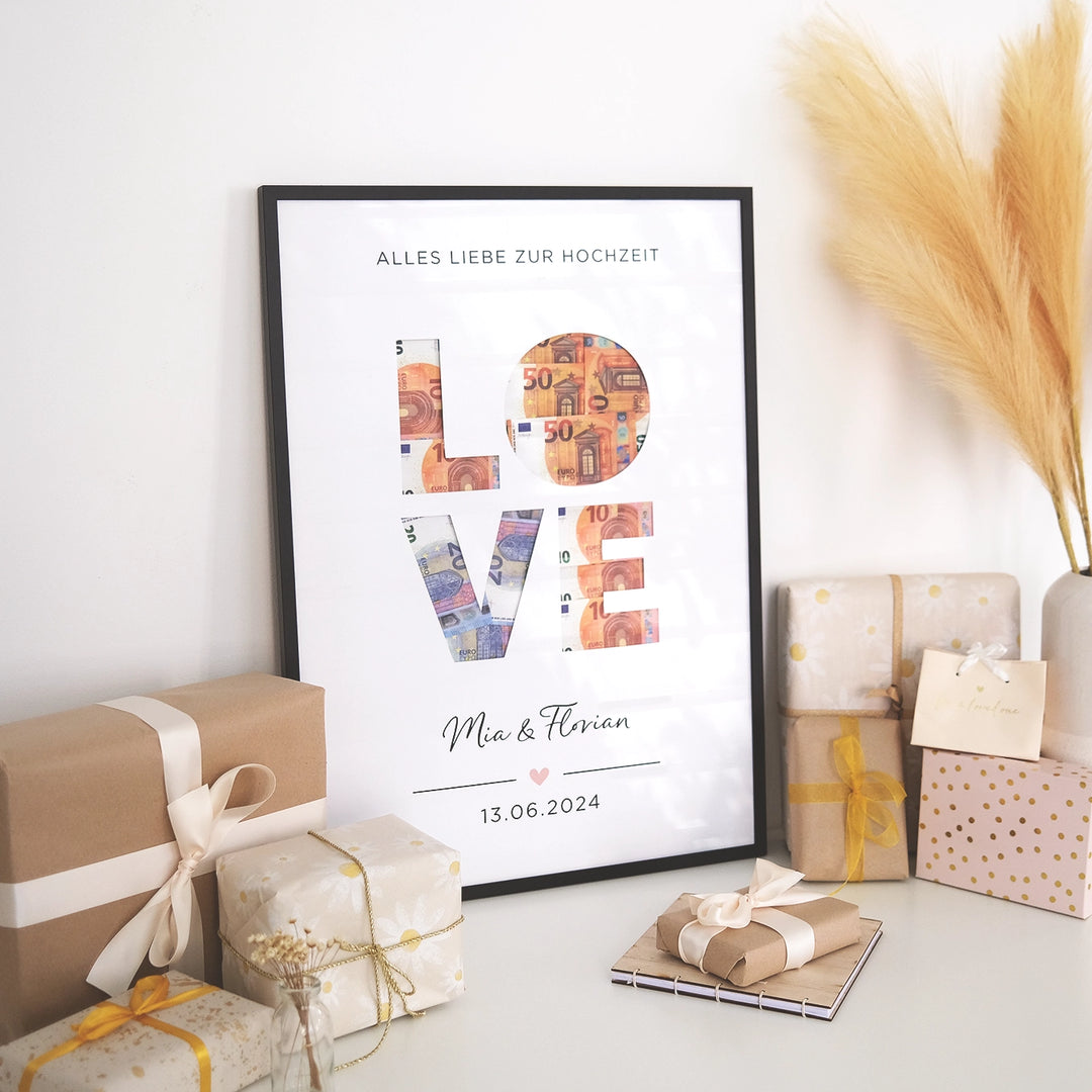 Personalisiertes Geldgeschenk zur Hochzeit "Love" famwalls