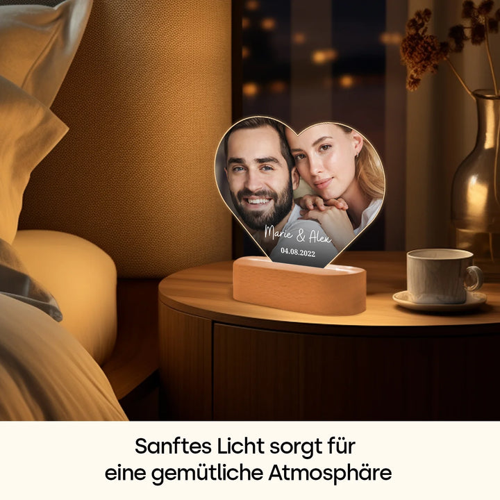 Personalisiertes Herz Acryl-Licht "Foto & Text" | Nachtlicht, Dekolicht, Glowlight famwalls