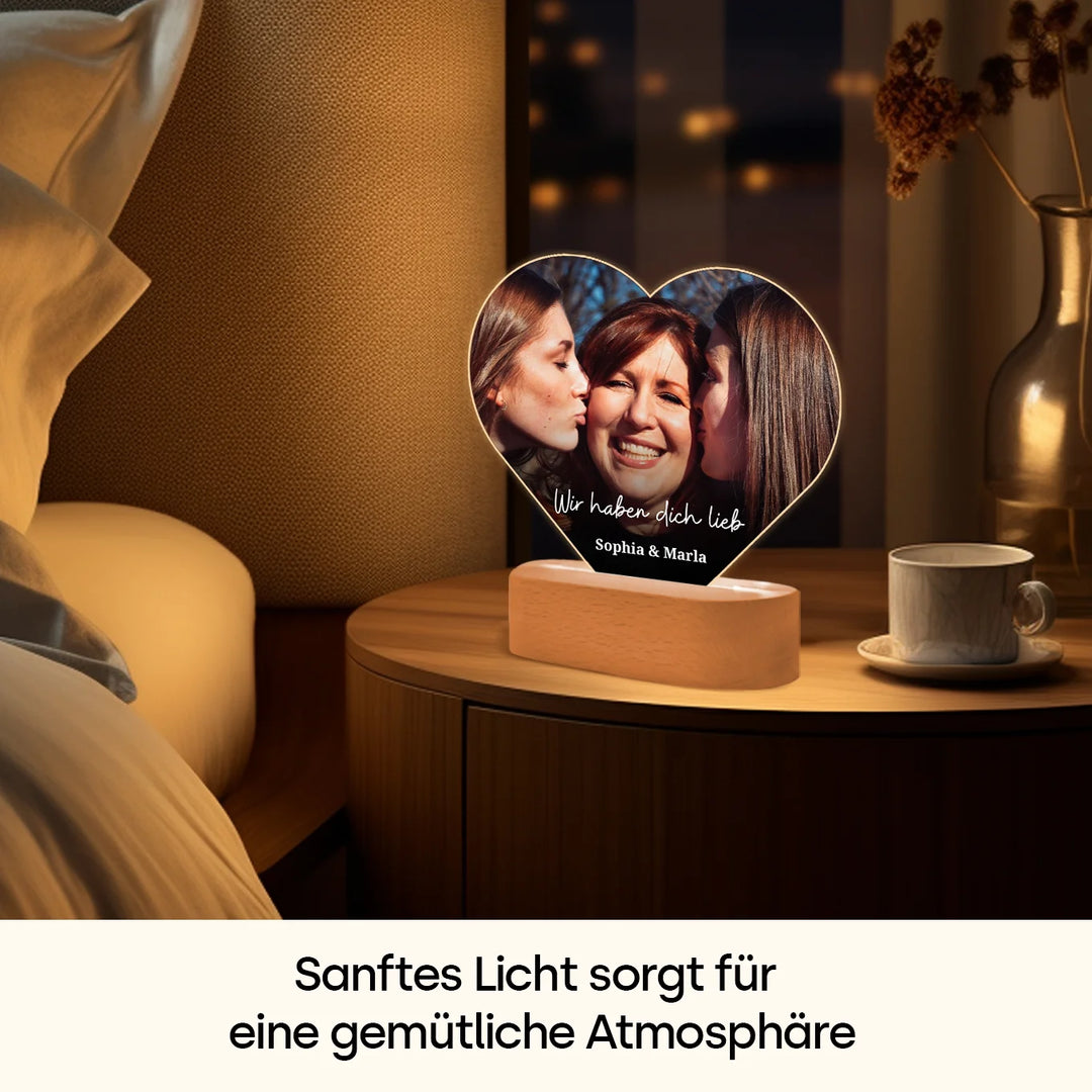 Personalisiertes Herz Acryl-Licht "Mama" | Nachtlicht, Dekolicht, Glowlight famwalls