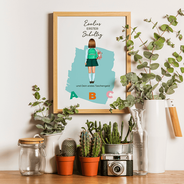 Personalisiertes Poster - "Erster Schultag" / Geschenk zur Einschulung famwalls