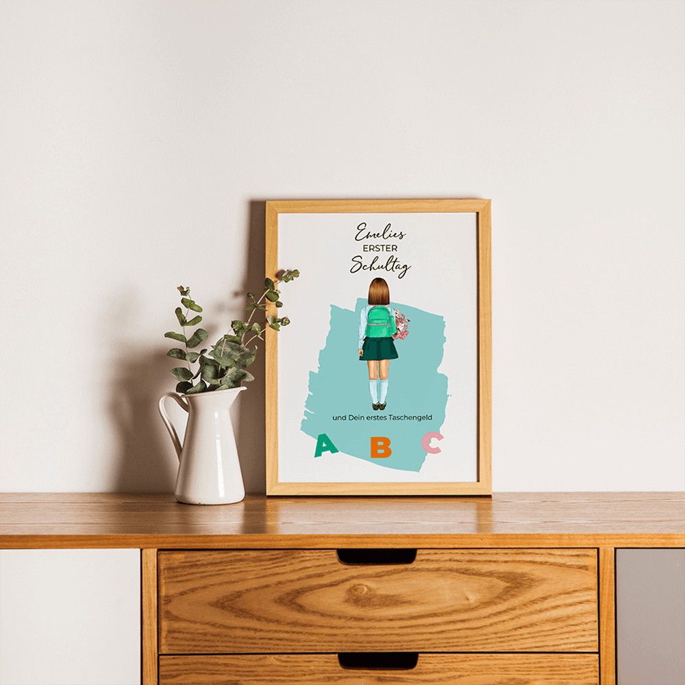 Personalisiertes Poster - "Erster Schultag" / Geschenk zur Einschulung famwalls