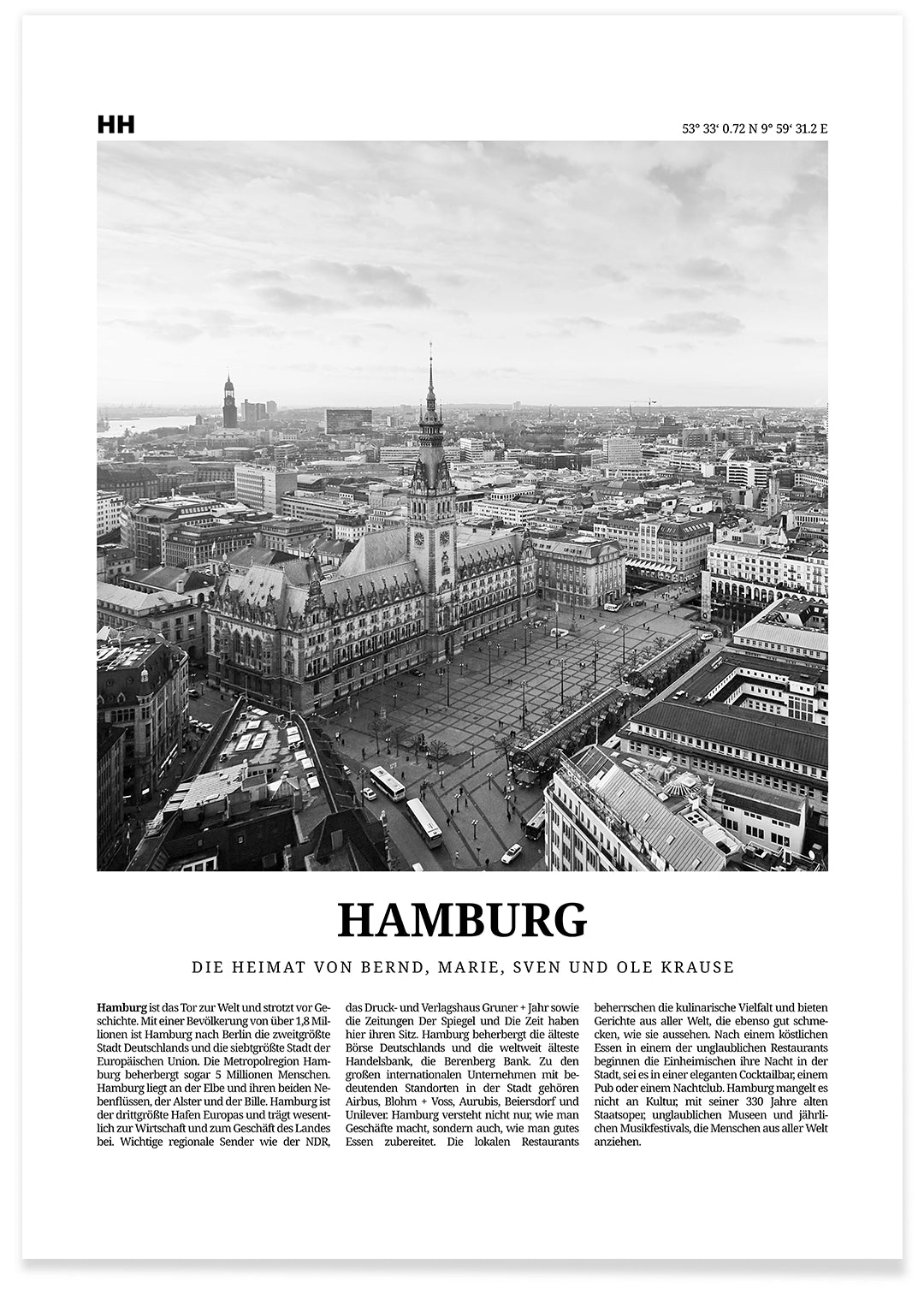 Personalisiertes Poster "Hamburg" famwalls