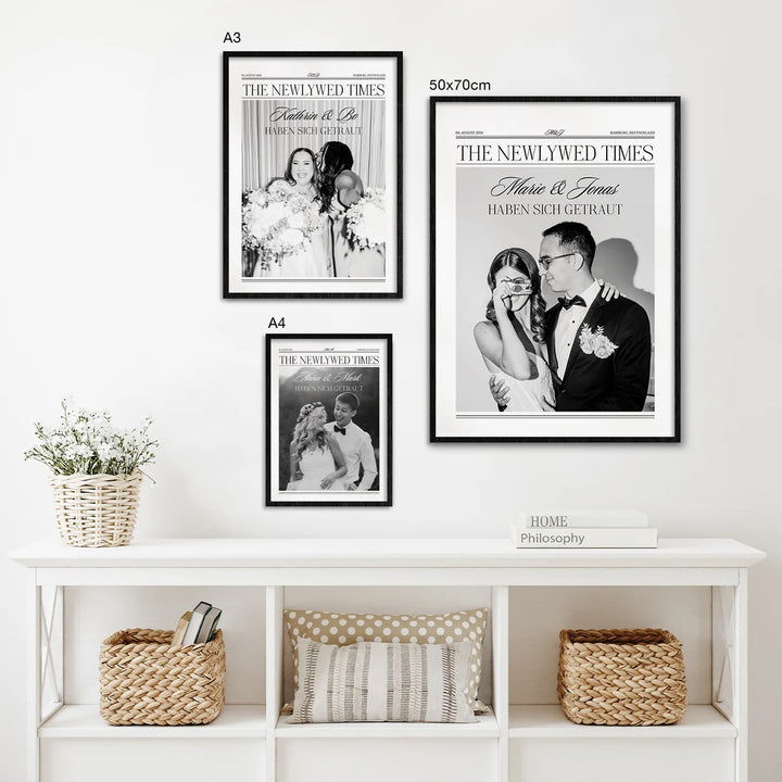 Personalisiertes Poster "Hochzeit Zeitungsartikel" famwalls