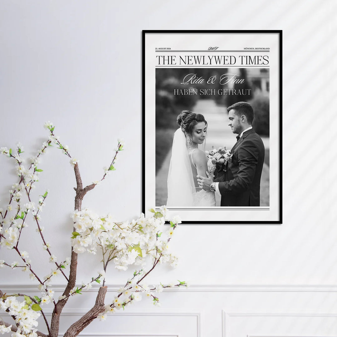 Personalisiertes Poster "Hochzeit Zeitungsartikel" famwalls