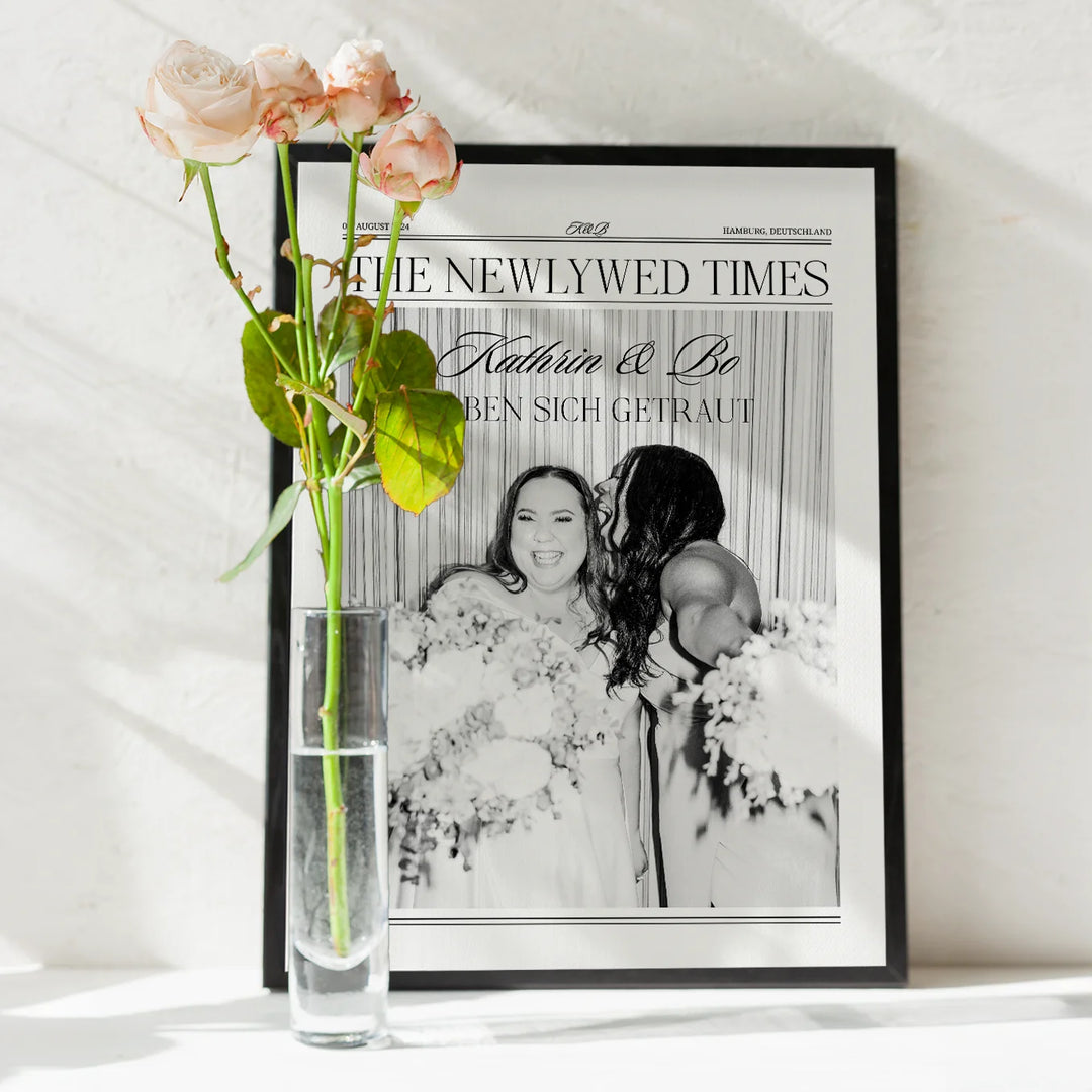 Personalisiertes Poster "Hochzeit Zeitungsartikel" famwalls