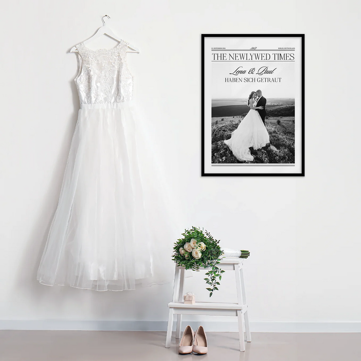 Personalisiertes Poster "Hochzeit Zeitungsartikel" famwalls