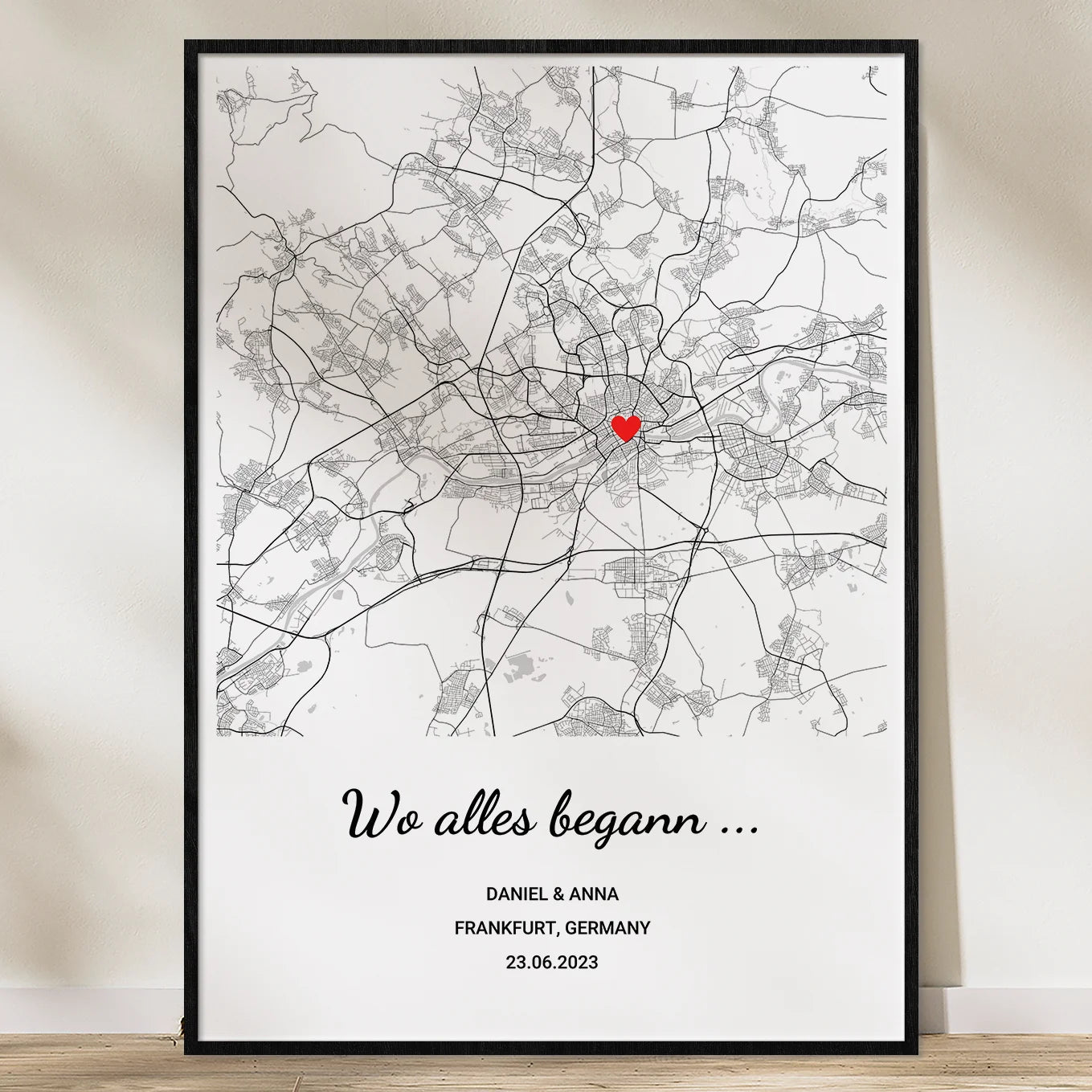 Mountiki Personalisierte Landkarte - 'Wo Alles Begann' Als Individuelles Geschenk
