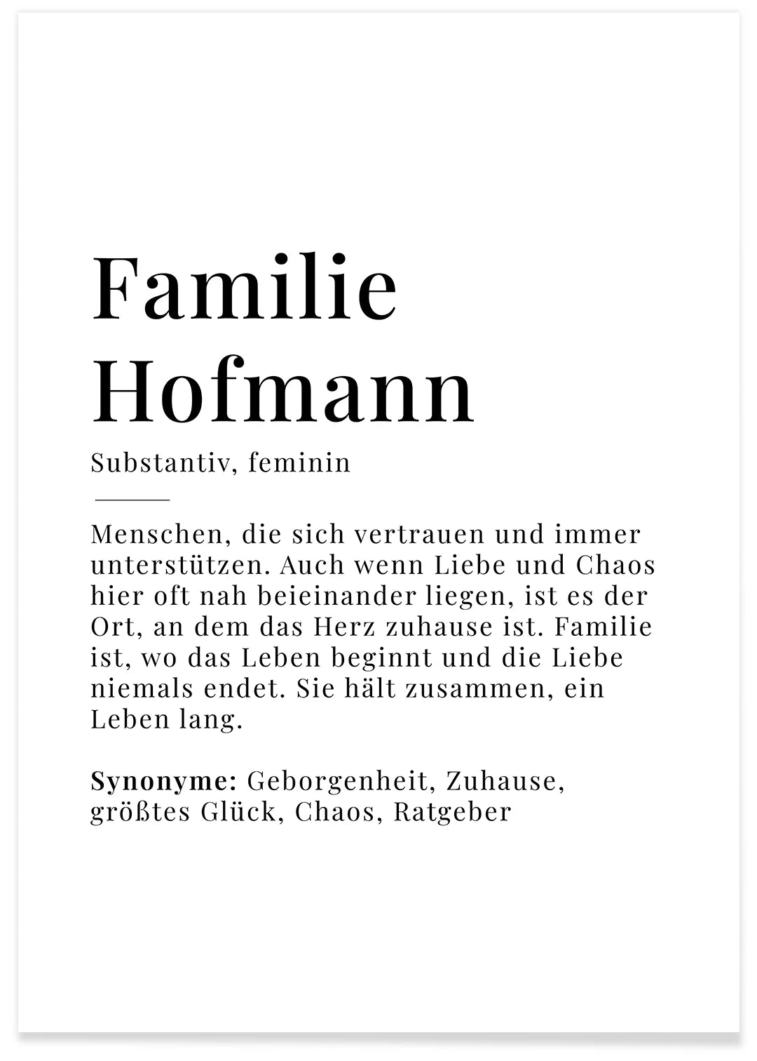 Poster "Familie Definition" famwalls