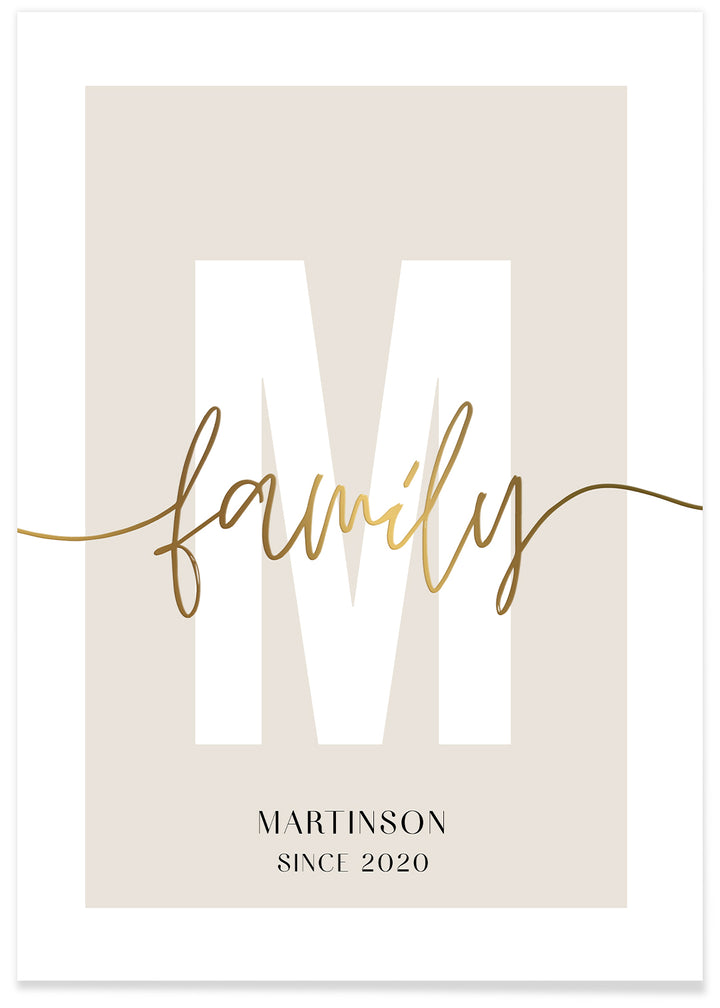 Poster "Family Letter" mit Goldschrift famwalls