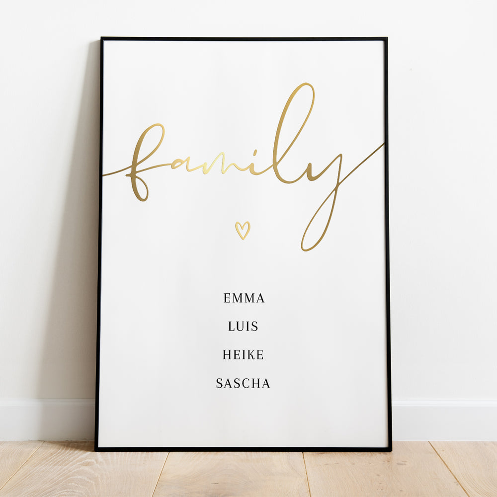 Poster "Family" mit Goldschrift famwalls