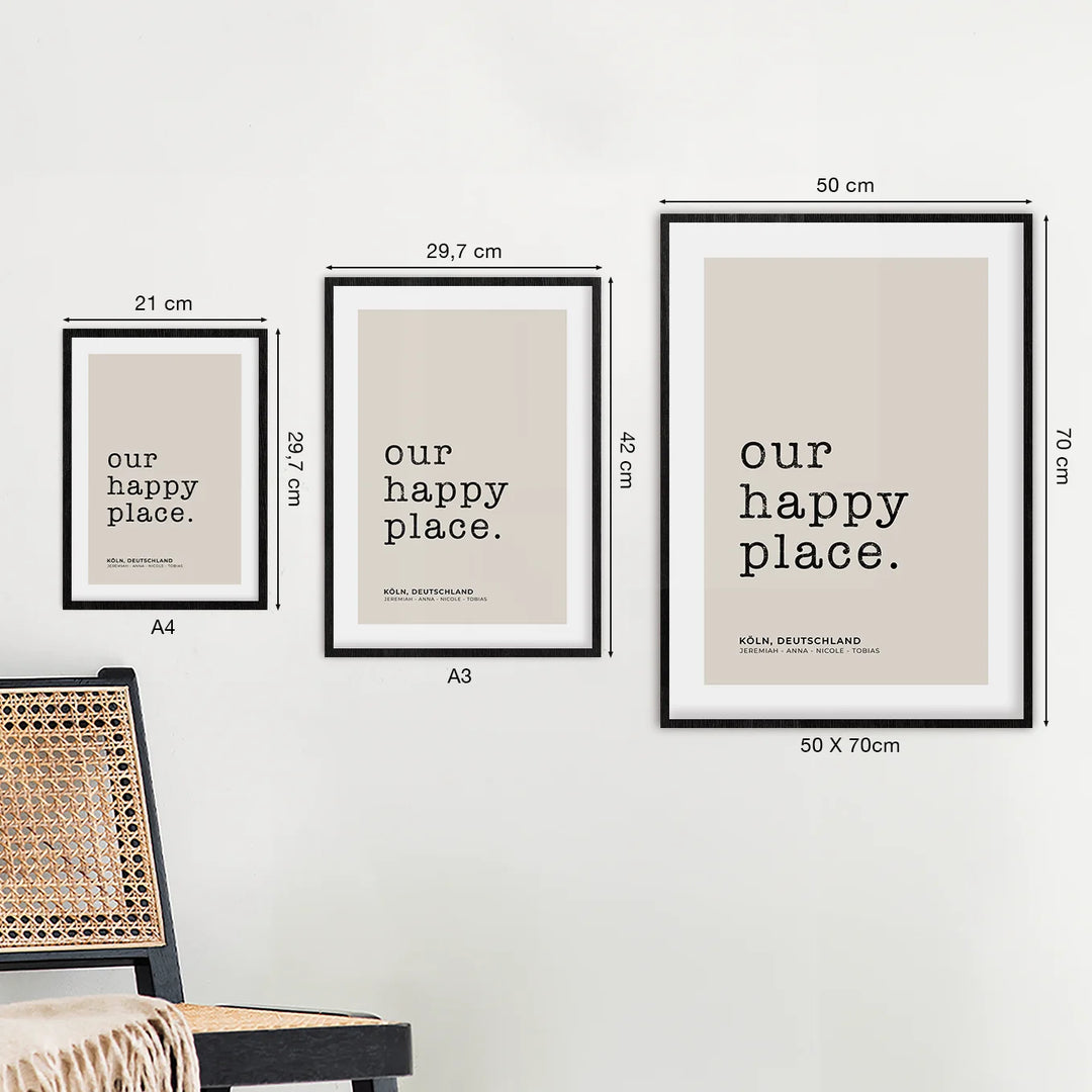 Poster "Our Happy Place Typewriter" - famwalls