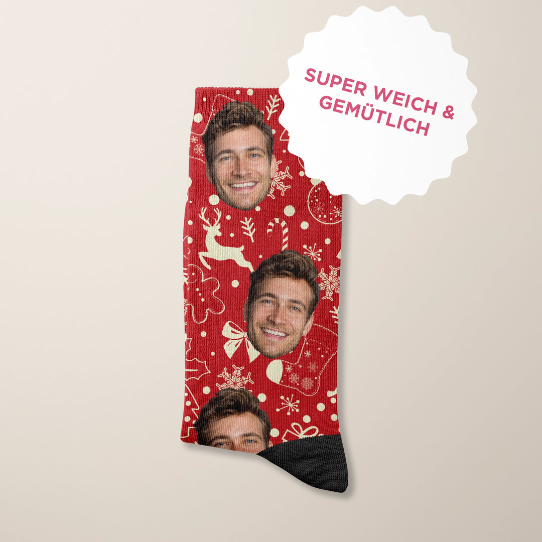 Personalisierte Socken "Weihnachtsmotiv" mit Foto