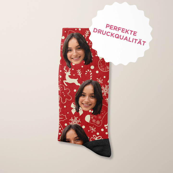 Personalisierte Socken "Weihnachtsmotiv" mit Foto