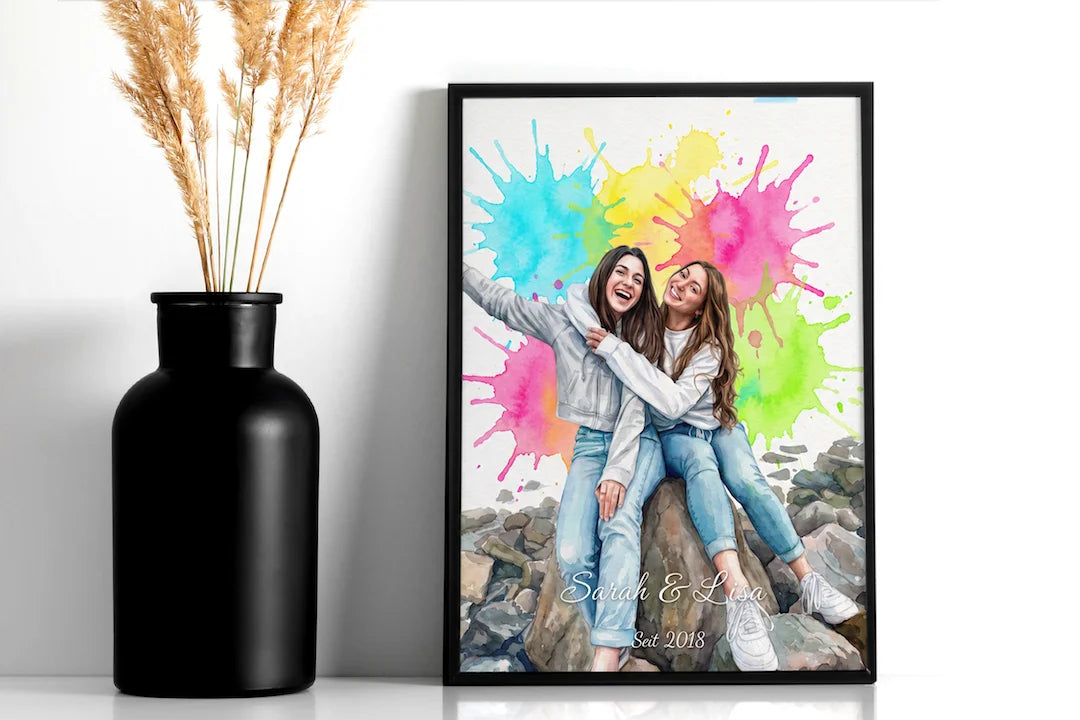 Personalisiertes Aquarell Poster für Freundinnen