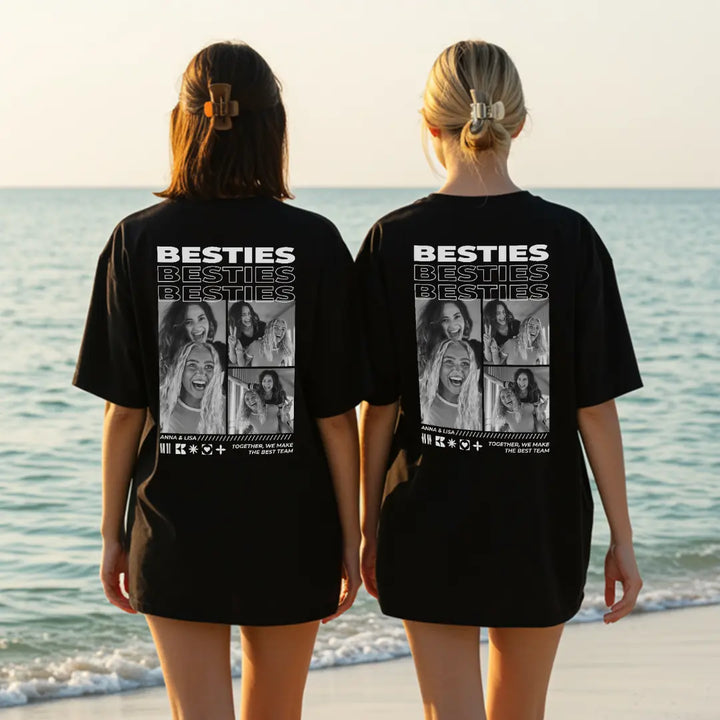 Personalisierte Partnerlook Oversized T-Shirts "Besties"