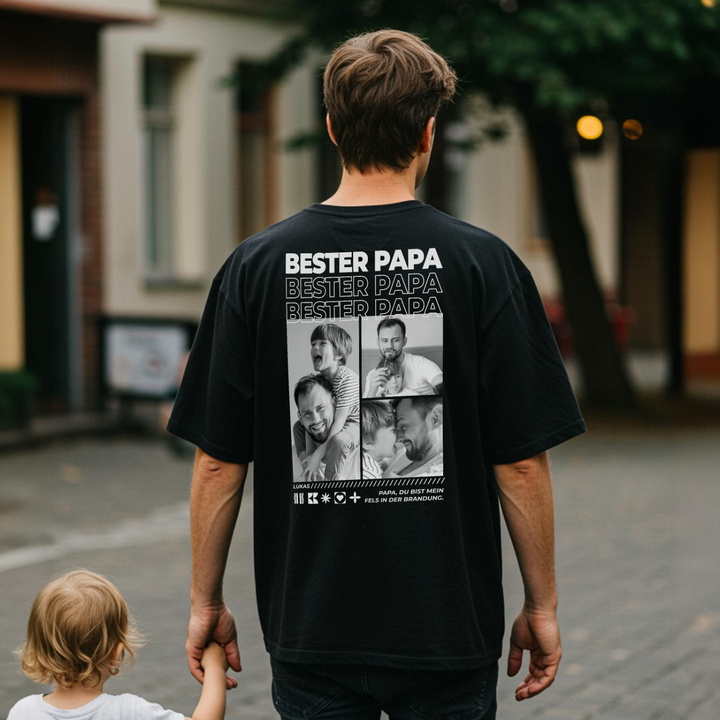 Personalisiertes T-Shirt mit Fotos "Papa"