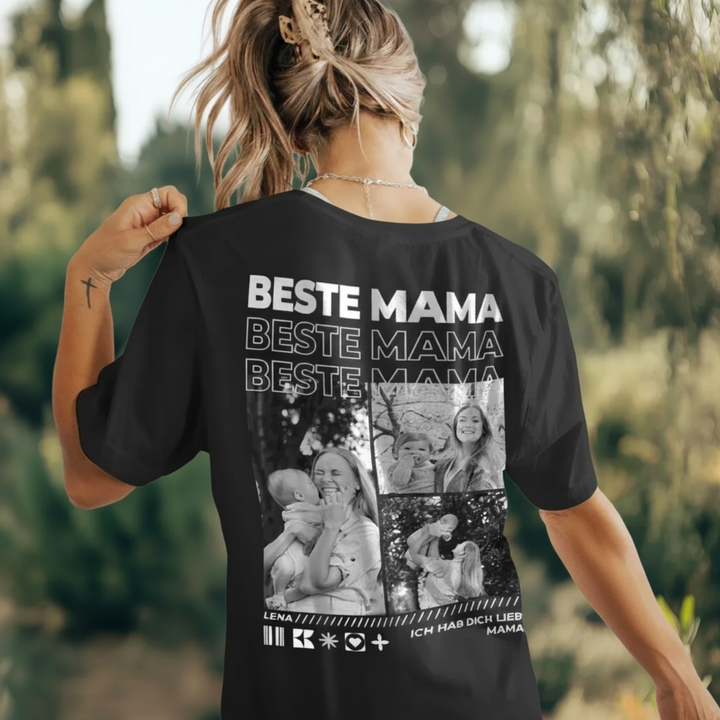 Personalisiertes T-Shirt mit Fotos "Mama"