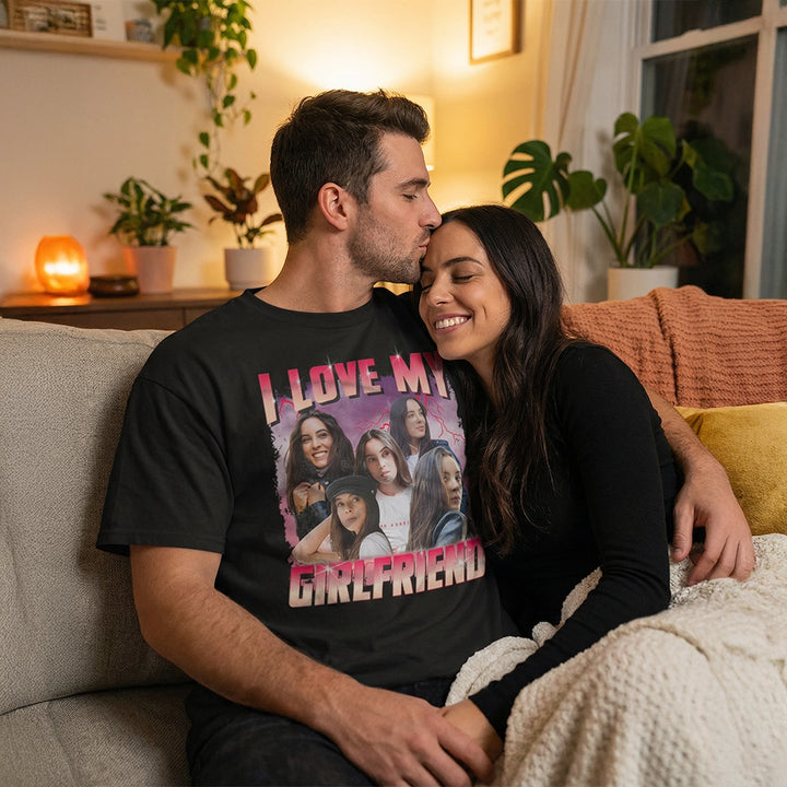 Personalisiertes Oversized T-Shirt Vintage Bootleg "Girlfriend"